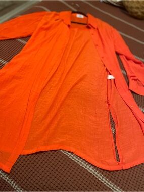 Jon & Anna Vibrant Orange Longline Trench Shirt